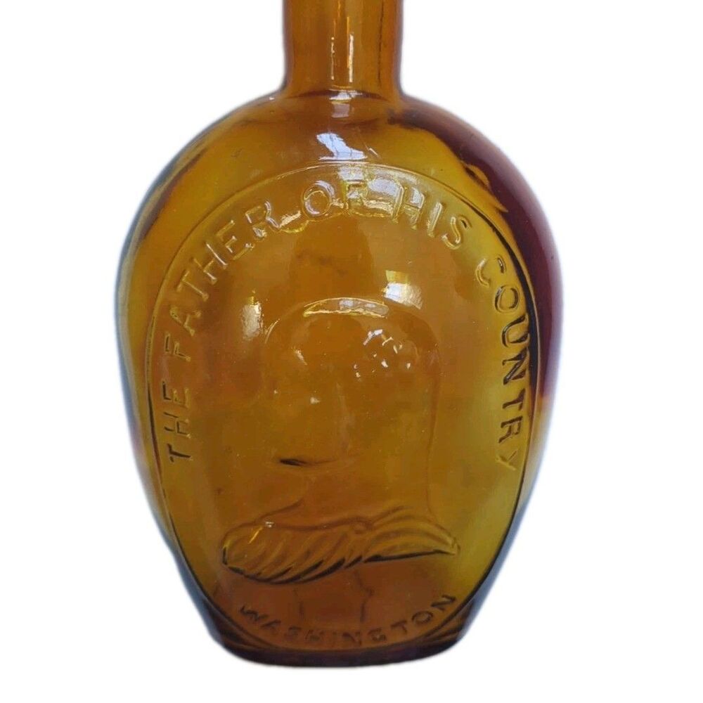 Vintage Bottle Glass Empire Glassworks The Father Of His Country Embossed Flask - Picture 3 of 10